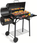 Houtskoolgrill met offset roker - outdoor trommelgrill voor barbecue, perfect voor tuin, terras en camping, koken, ideaal voor kleine ruimtes(M)
