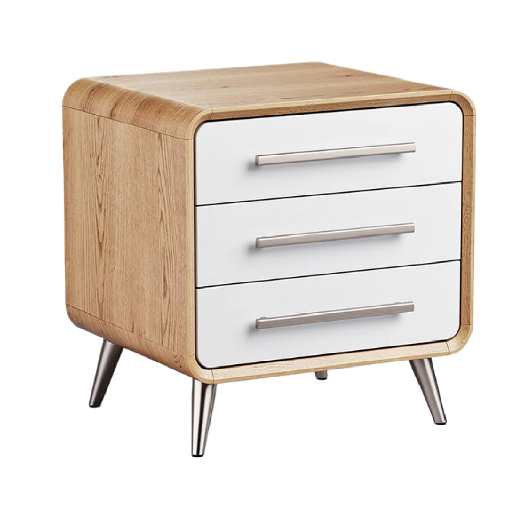 Moderne nachtkast met 3 lades en houten afwerking