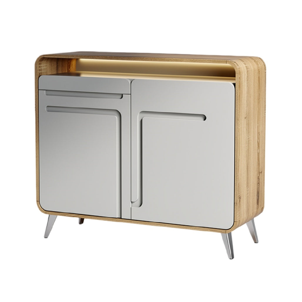 Moderne Houten Kast met Verlichting en Strakke Deuren