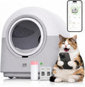 Automatische kattenbak, zelfreinigende HHOlove met veiligheidssensoren, geurbestrijding, realtime gezondheids- en gewichtsmonitor, ultrastil, 60 l, grote capaciteit voor meerdere katten, met 1