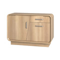 Moderne houten kast met twee deurtjes en ladekastje