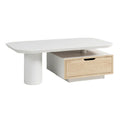 **Moderne Salontafel met Houten Lade en Minimalistisch Design**