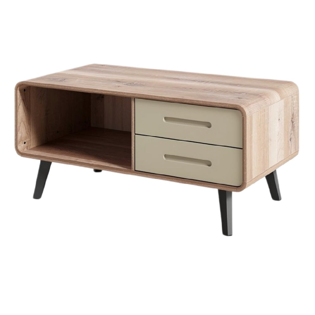 Technische Titel: "Moderne Salontafel van Hout met Opbergruimte en Lades"