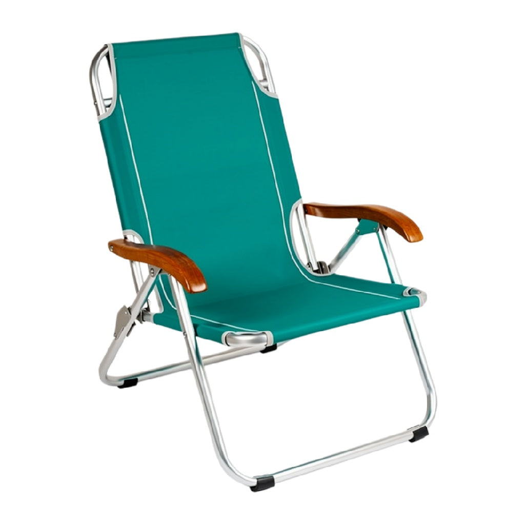 Opvouwbare Tuinstoel met Houten Armleuningen en Aluminium Frame