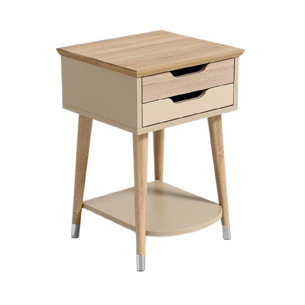 Nachtkastje met houten lades en moderne poten