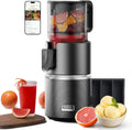 Anybear Sapcentrifuge, 350 W Slow Juicer voor sap, notenmelk en sorbet, met dubbele perstechnologie, 124 mm vulschacht voor hele vruchten en groenten, BPA-vrij tritaan (donkergrijs)