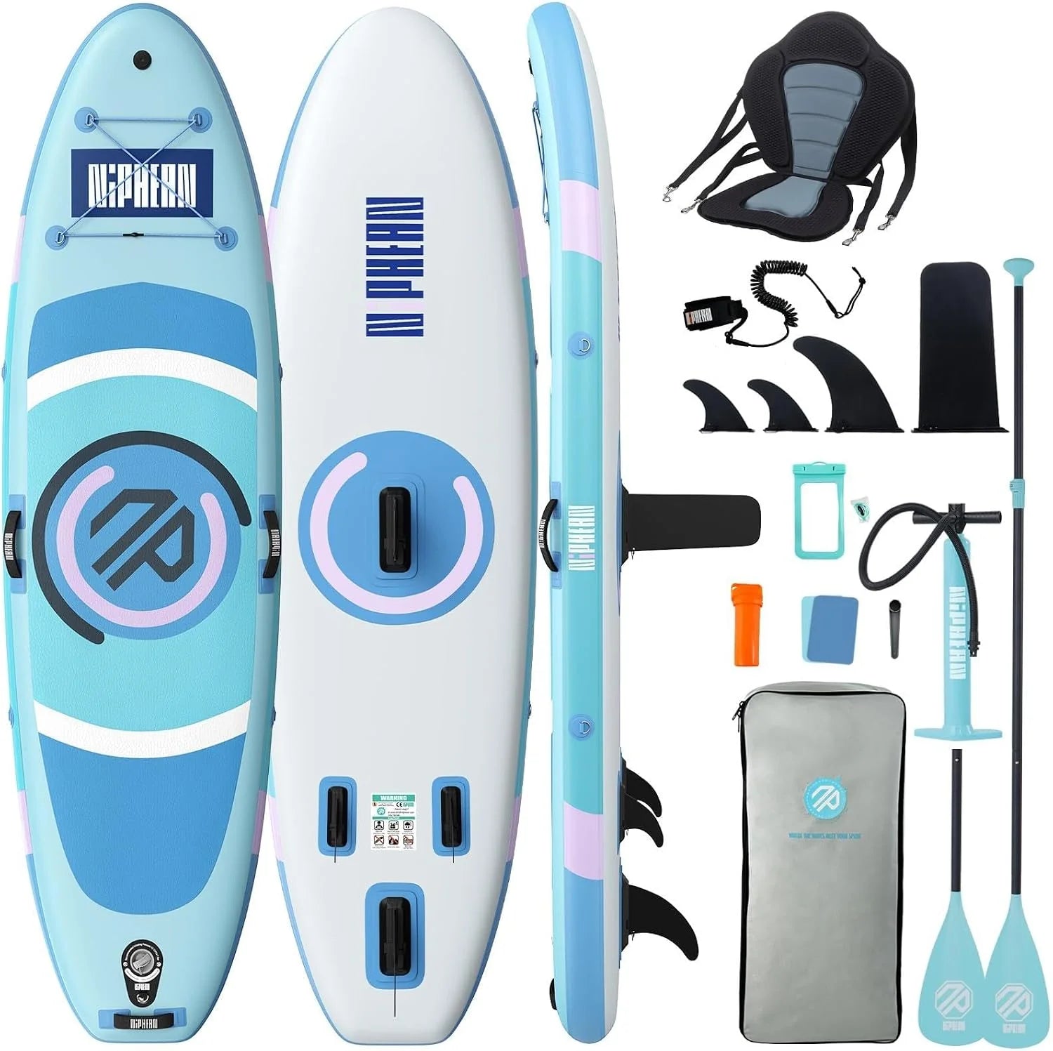 Niphean Stand-up Paddleboard met zitje, (ultralicht) SUP-board voor vrouwen, Stand-up Paddleboard met +30% Balance StabilTrac-vin, antislip opblaasbaar paddleboard voor yoga  huisdiervriendelijk(Leopard Rose mit StabilTrac Finne)