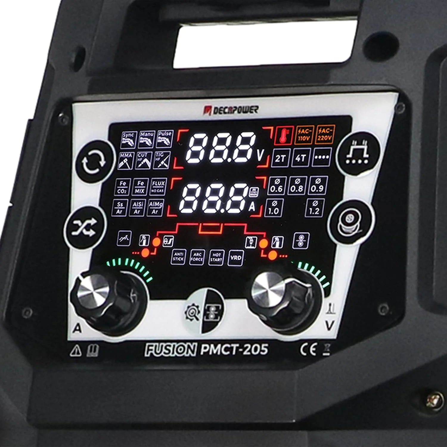 Decapower Multi Procede 200A 6-in-1 lasapparaat gevulde draad MIG MAG Pulse MMA HF TIG plasmasnijder met gas zonder gas multifunctionele lasmachine (PMCT 205 Pack 3)(FUSION PMCT205)