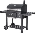 Tarrington House Houtskoolbarbecue Memphis XL, staal, 153 x 71 x 136 cm, met opklapbare zijtafels, deksel met thermometer, 2 wielen, zwart
