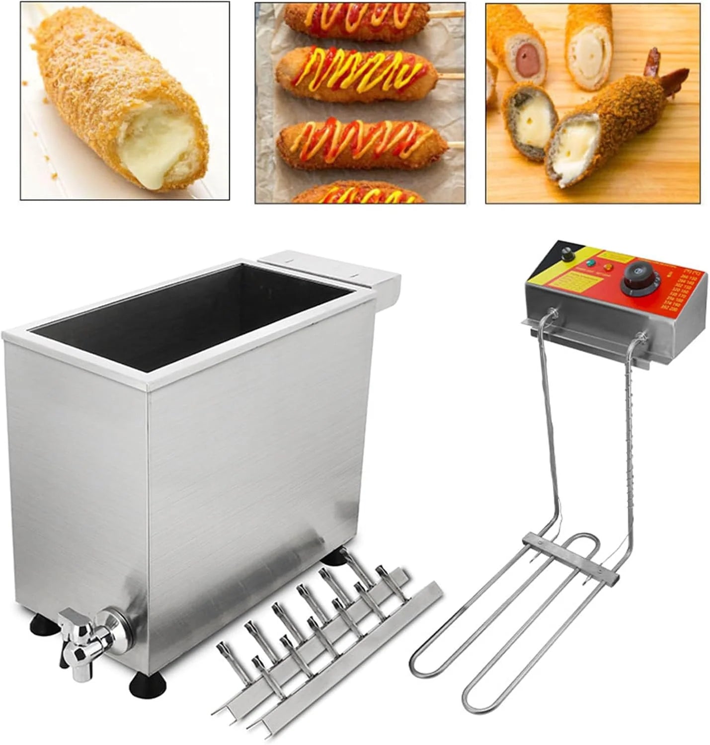 Commerciële elektrische frituurpan, 25 liter, machine voor kaas, hotdogspiesjes, worstgrill, 3000W, frituurapparatuur voor worsten, voor in de keuken.